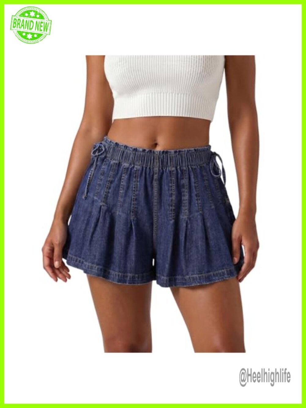 Women's Denim Skort Elastic Mid Rise Jean Shorts Sporty Casual Summer